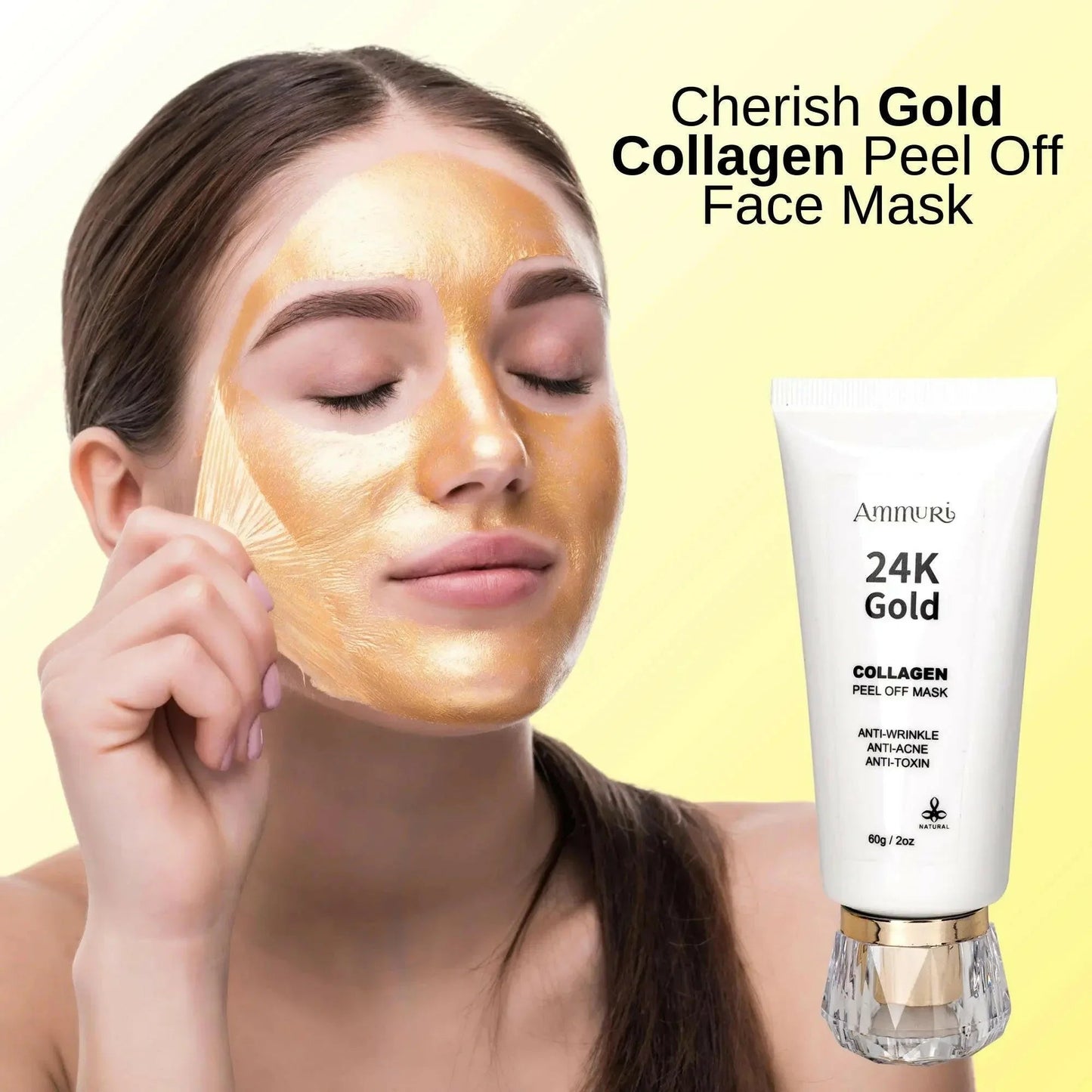 Ammuri 24K Gold Peel-Off Face Mask – Deep Cleansing & Brightening Pore Minimiser (60ml)