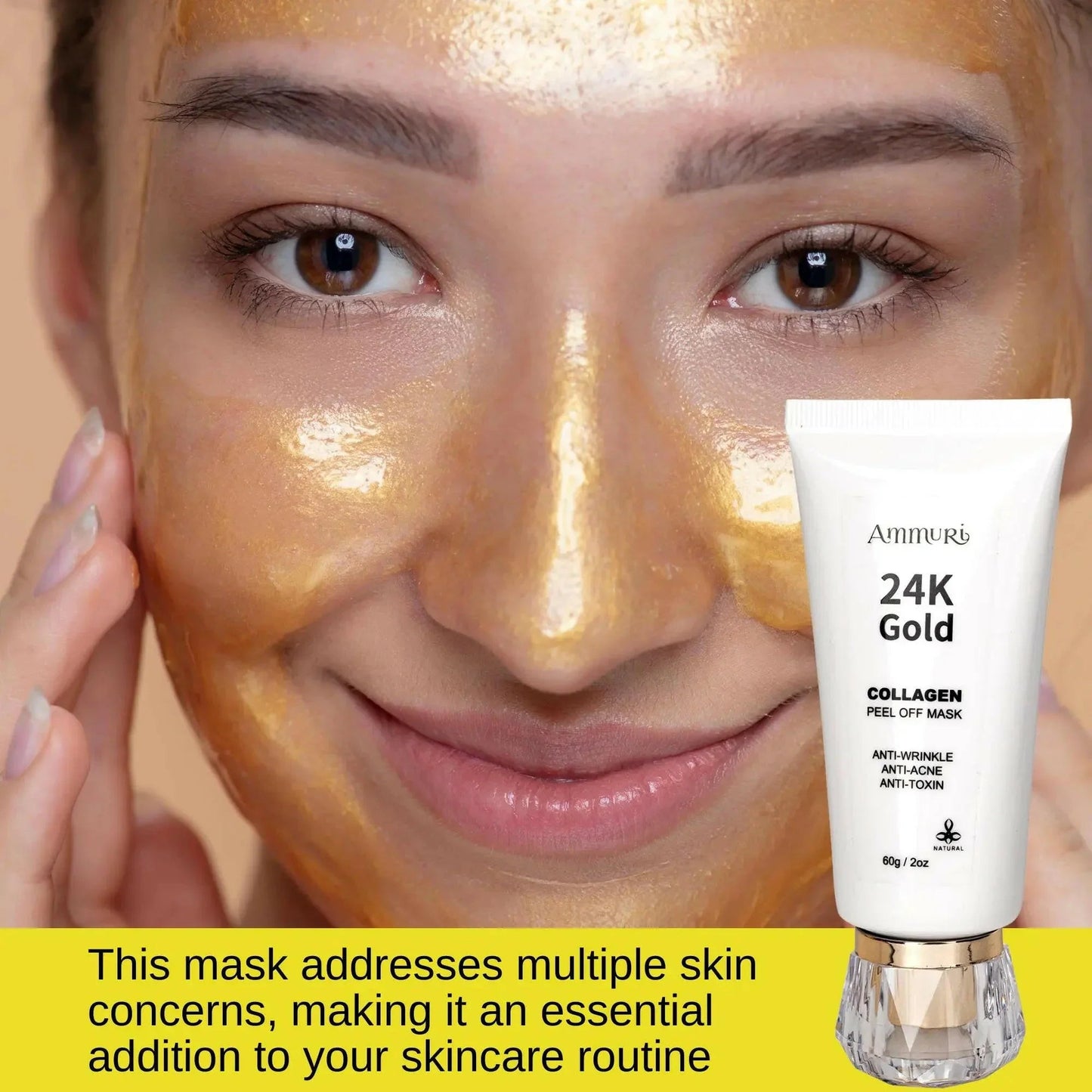 Ammuri 24K Gold Peel-Off Face Mask – Deep Cleansing & Brightening Pore Minimiser (60ml)