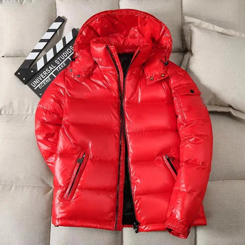 High Quality Outdoor Windproof Parka Thicken Warm Puffer Tops Winter Hooded Shiny Down Coats Mens Casual White Duck Down Jackets