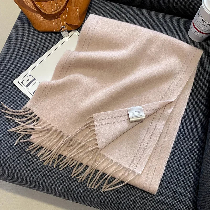 High Quality 100% Pure Wool Plaid Scarf Women Couples Winter Autumn Soft Warm Tassel Classic Muffler Ladies Thermal Shawl Female