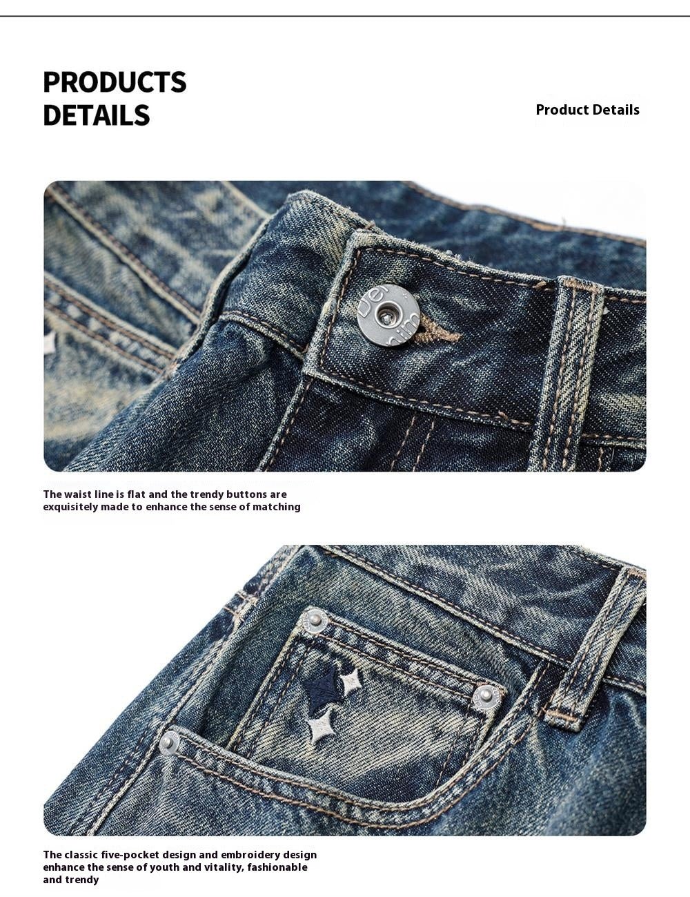 Vintage Denim Style Wide Leg Jeans