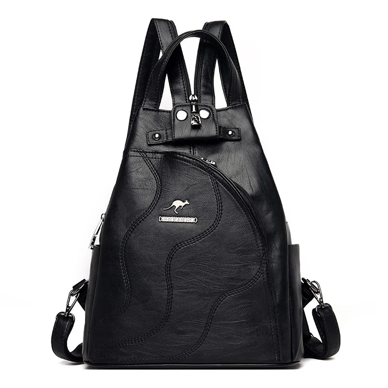 Women Leather Backpacks Zipper Female Chest Bag Travel Back Pack Ladies Bagpack Mochilas School Bags for Teenage Girls Sac a Dos