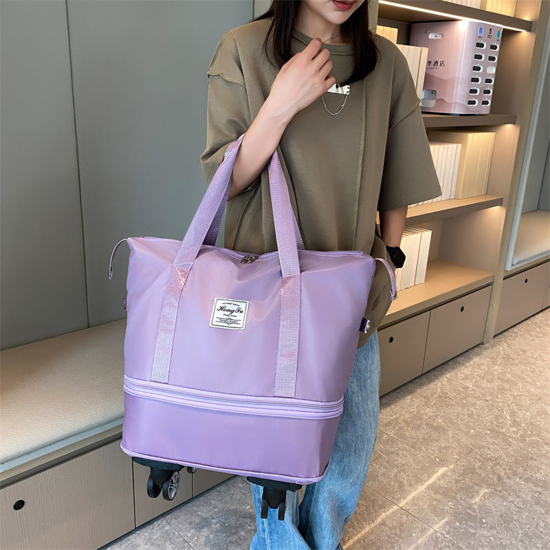 New Universal Wheel Travel Bag With Double-layer Dry And Wet