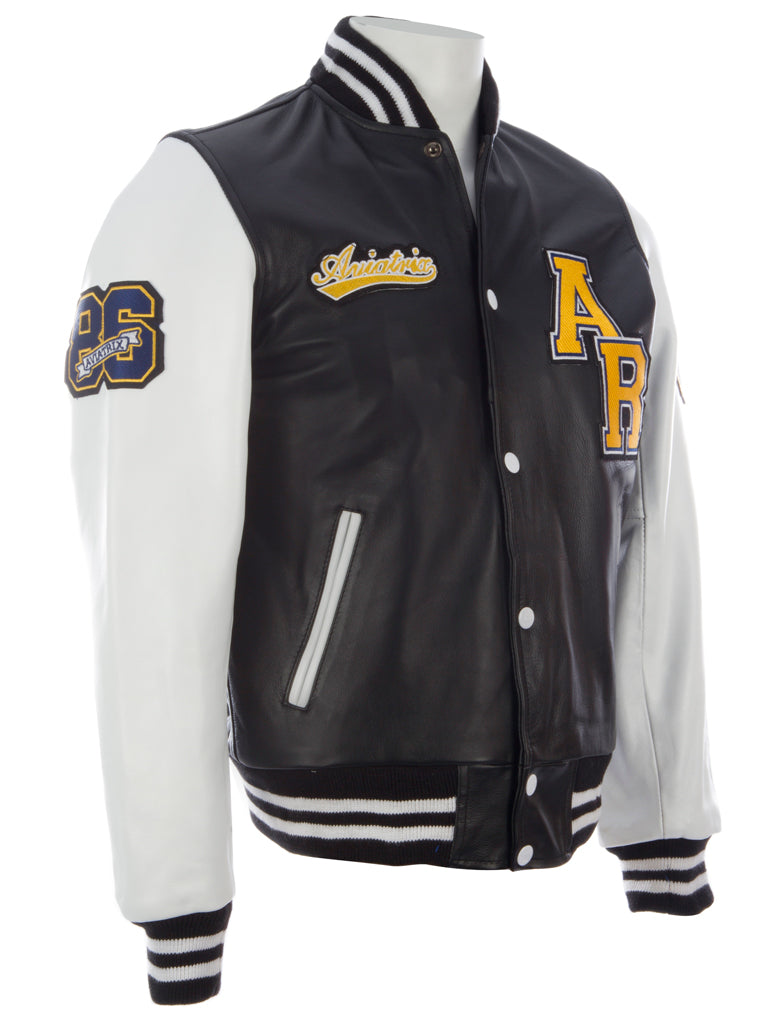 VZH7 Men's Varsity Jacket - Black/White