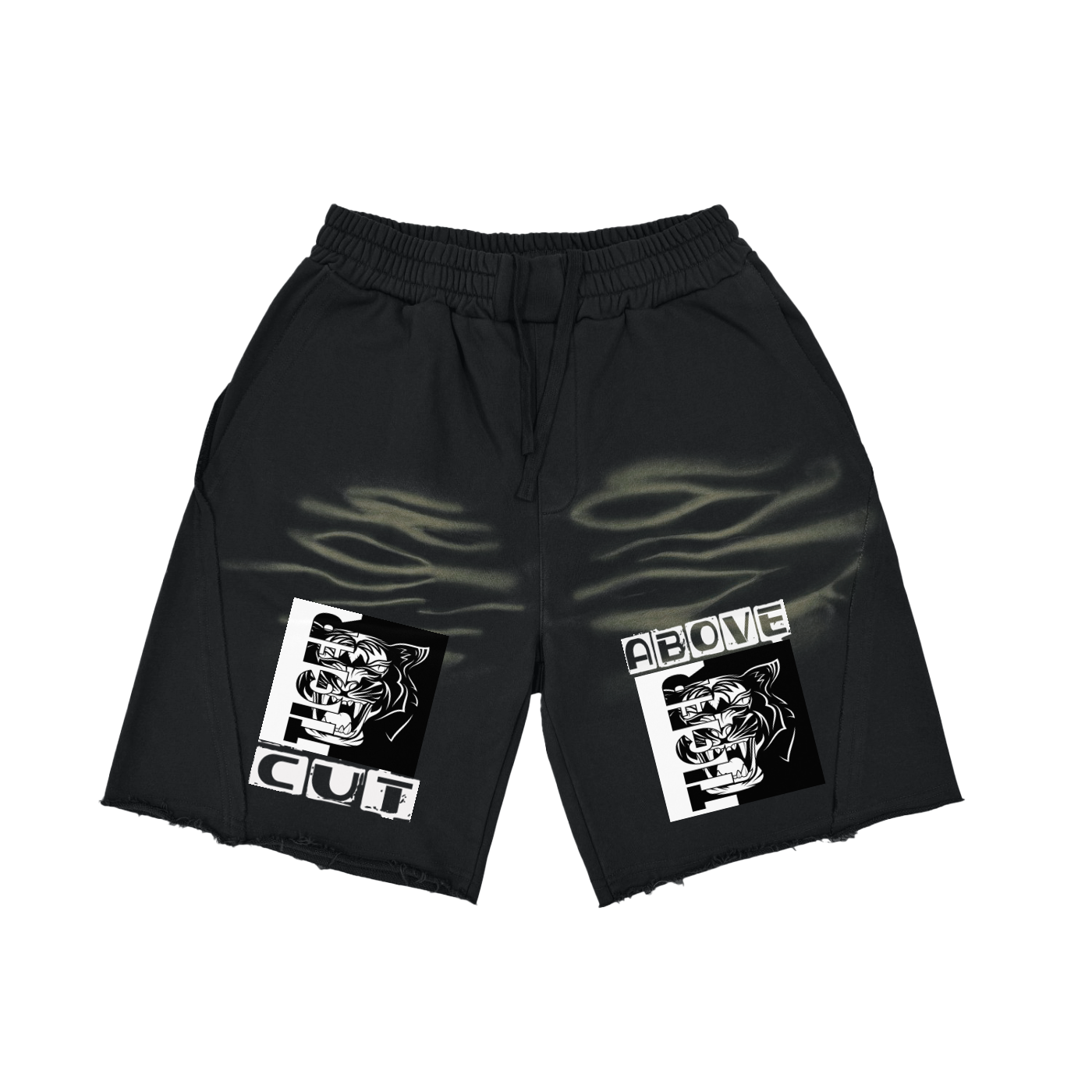 Vintage Washed Tiger Stripes Short Pants