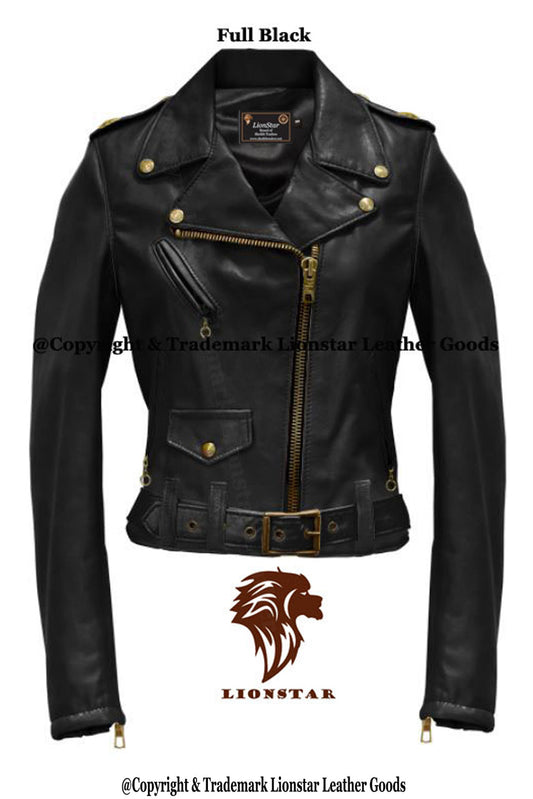 Lionstar Newage Ladies Sheepskin Leather Biker Jacket