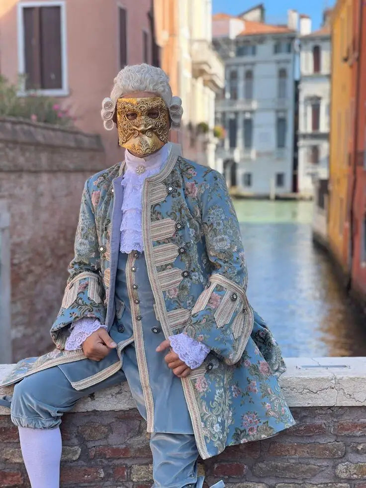 1770s French Rococo Baroque Men’s Ball Gown – Luxurious Embroidered Court Suit Costume Inspired by Marie Antoinette Era