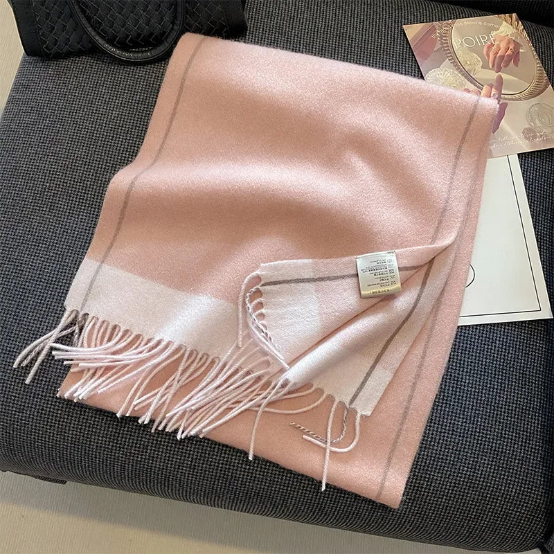 High Quality 100% Pure Wool Plaid Scarf Women Couples Winter Autumn Soft Warm Tassel Classic Muffler Ladies Thermal Shawl Female
