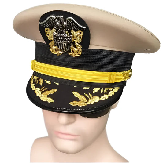 US Naval Commander Cap – Admiral Officer Hat for Men, Classic Military Uniform Accessory