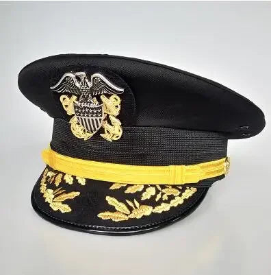 US Naval Commander Cap – Admiral Officer Hat for Men, Classic Military Uniform Accessory