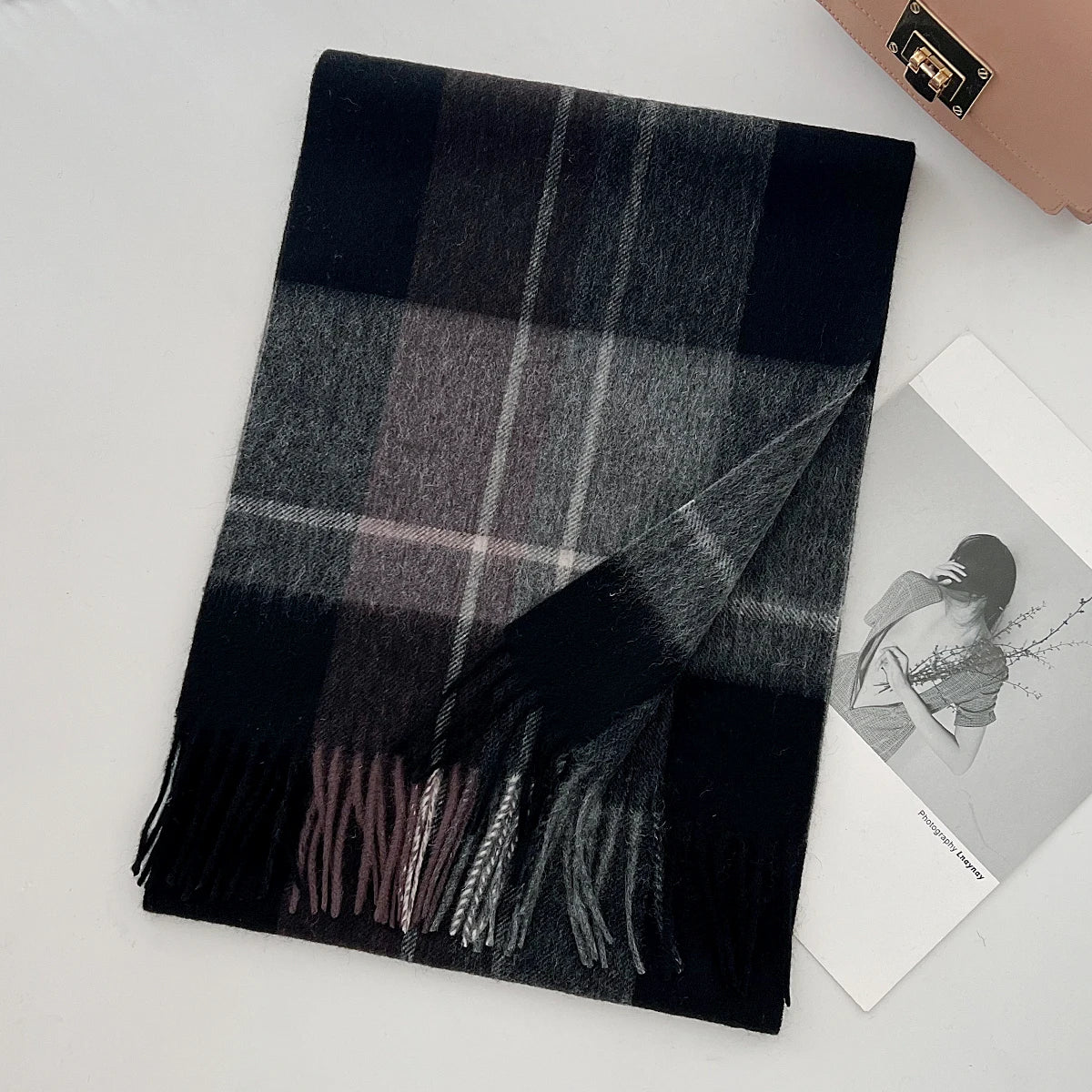 High Quality 100% Pure Wool Plaid Scarf Women Couples Winter Autumn Soft Warm Tassel Classic Muffler Ladies Thermal Shawl Female