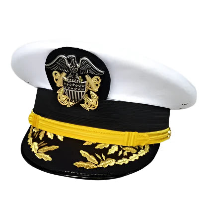US Naval Commander Cap – Admiral Officer Hat for Men, Classic Military Uniform Accessory