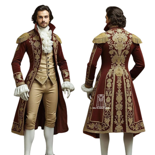 18th Century Men’s Rococo Baroque French Royal Aristocrat Costume – Noble Count Gentleman Ball Gown Made To Order