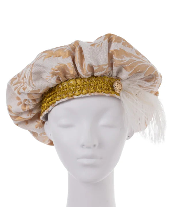 Medieval 15th Century Tudor Black & Gold Brocade Poet Floppy Hat