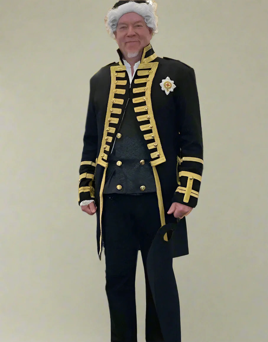 Men’s British Royal Navy Vice‑Admiral Steampunk Hussar Jacket Uniform Costume
