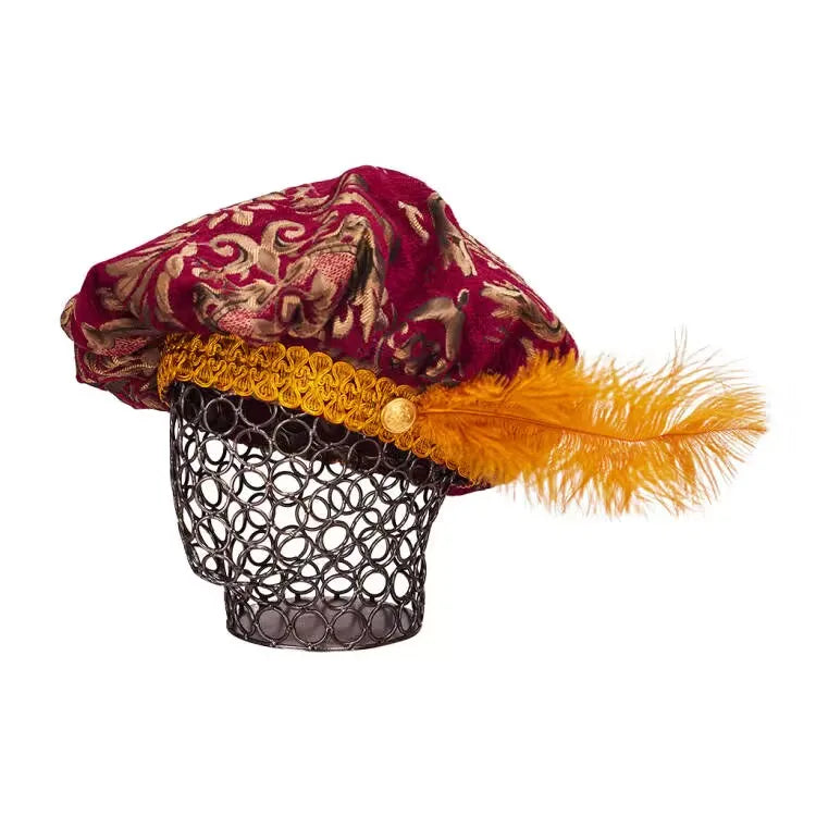 Medieval 15th Century Tudor Black & Gold Brocade Poet Floppy Hat