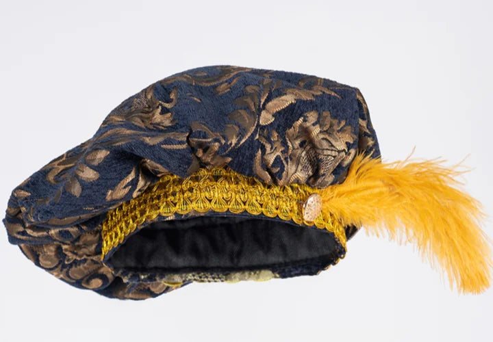 Medieval 15th Century Tudor Black & Gold Brocade Poet Floppy Hat