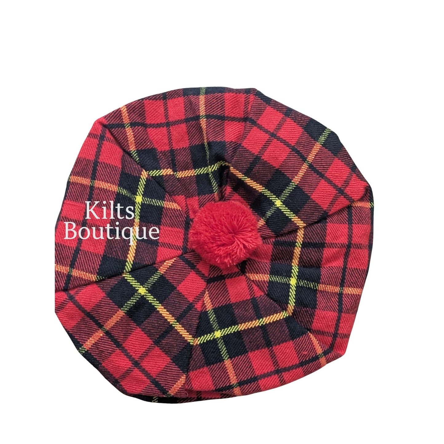 Wallace Tartan Acrylic Wool Tammy Hat – Scottish Highland Tam O’ Shanter Cap with Pom Pom