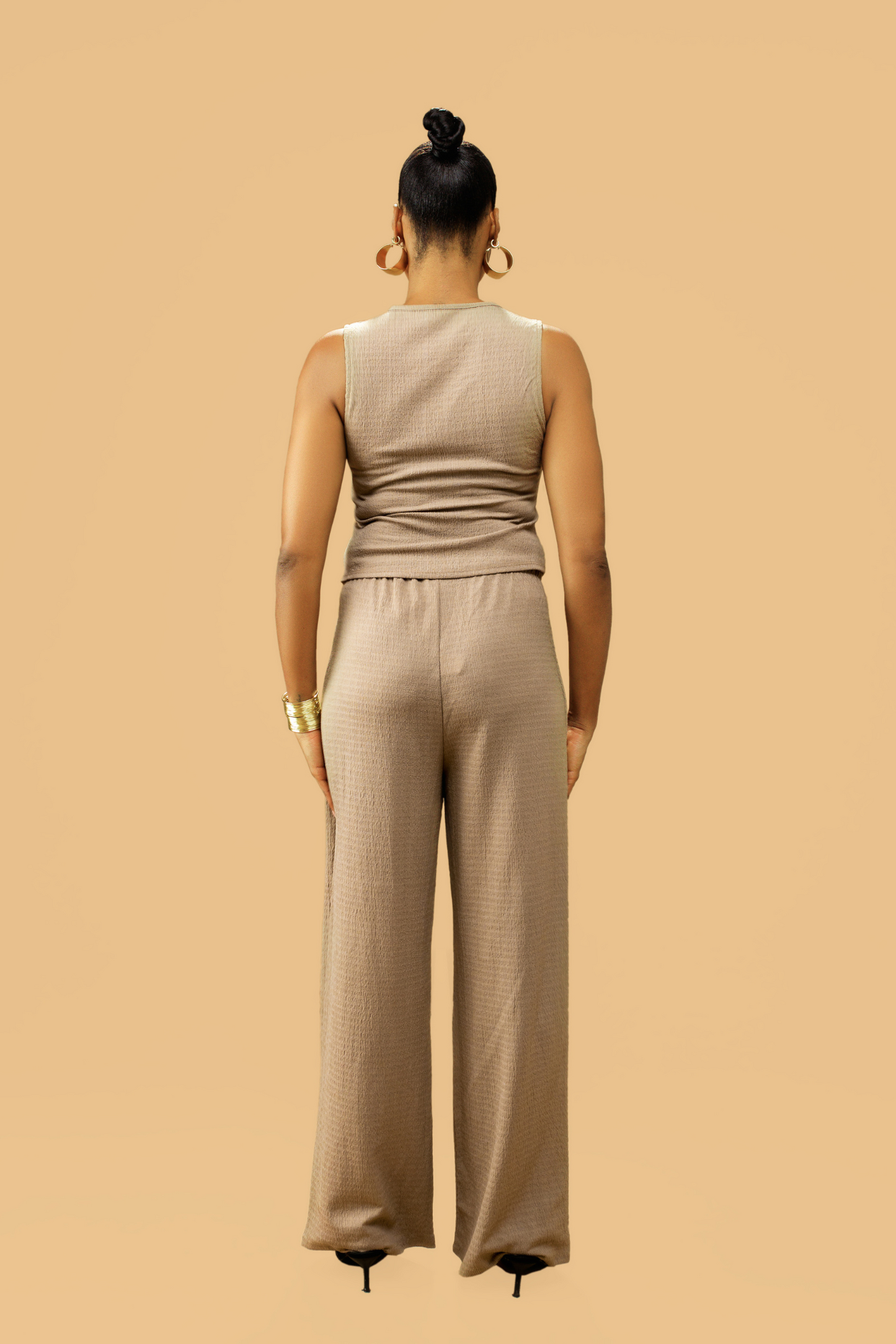 Women's Textured V-Neck Button-Up Waistcoat Co-ord Set