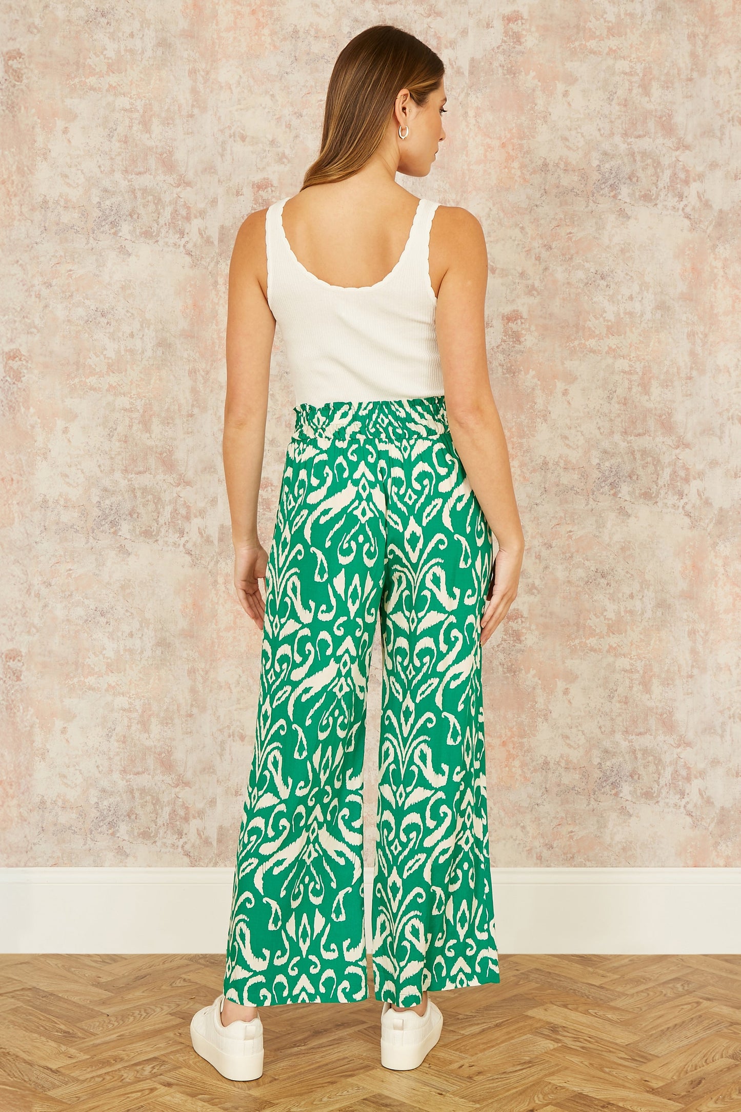 Yumi Green Ikat Print Relaxed Fit Trousers