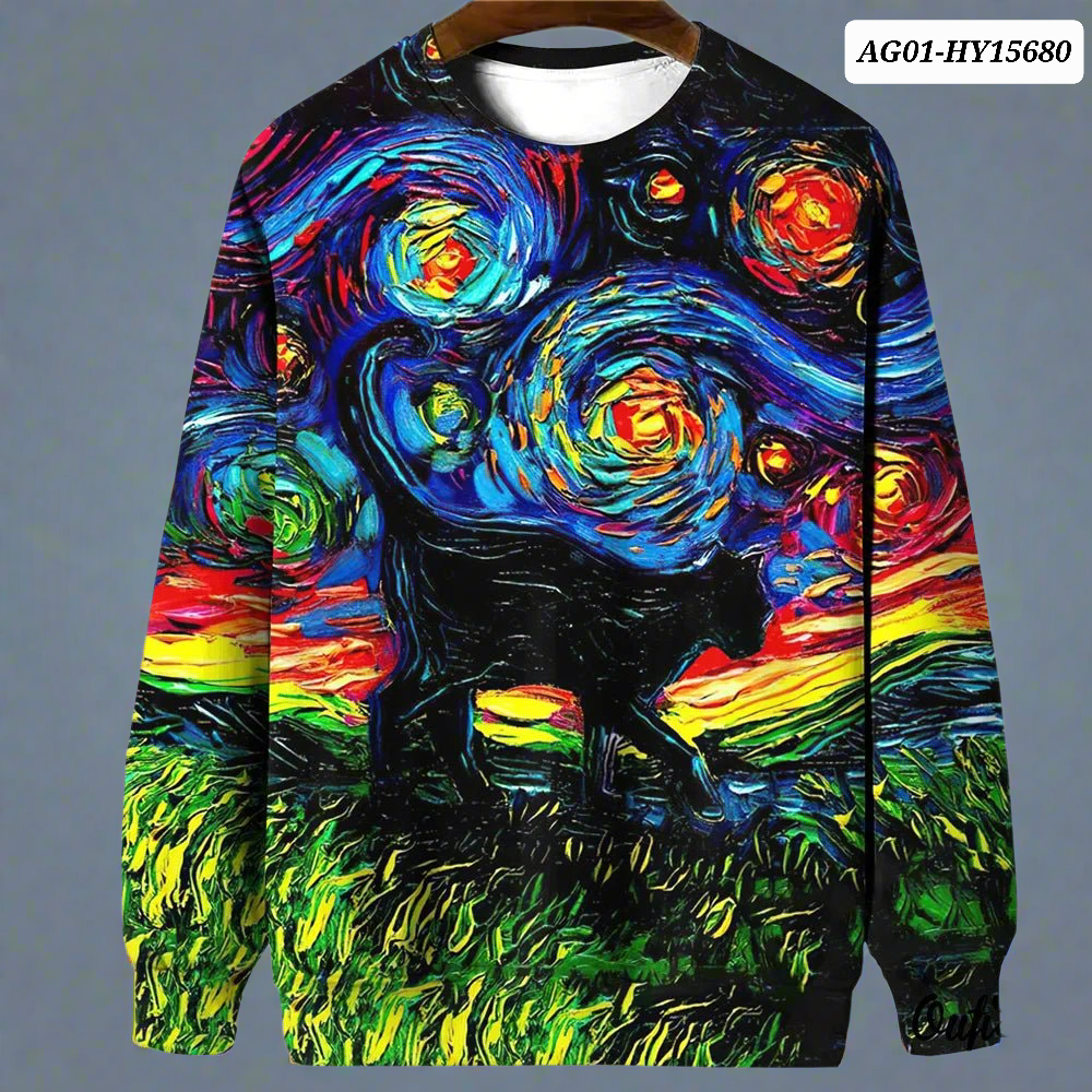 Night Sky Cat Abstract Art Plus Size Included Sweatshirt [SELECTION]