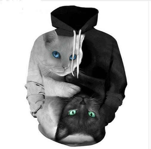 Bright Eyes Black & White Cats Hoodie