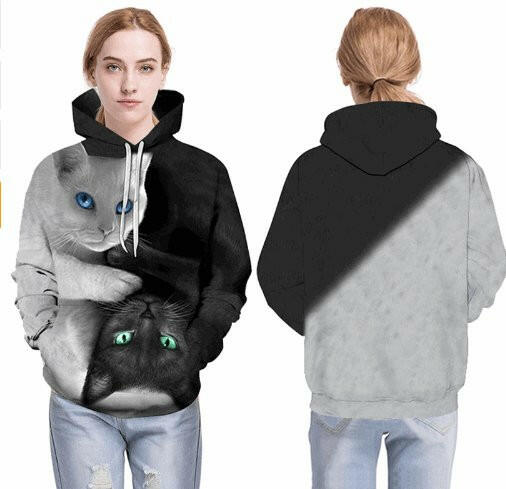 Bright Eyes Black & White Cats Hoodie