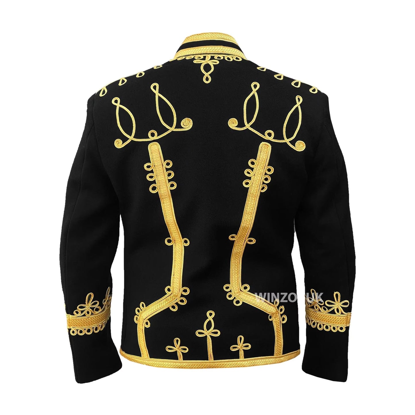 Men’s Custom Napoleonic Hussar Military Wedding Jacket – Gold-Braided Wool Tunic