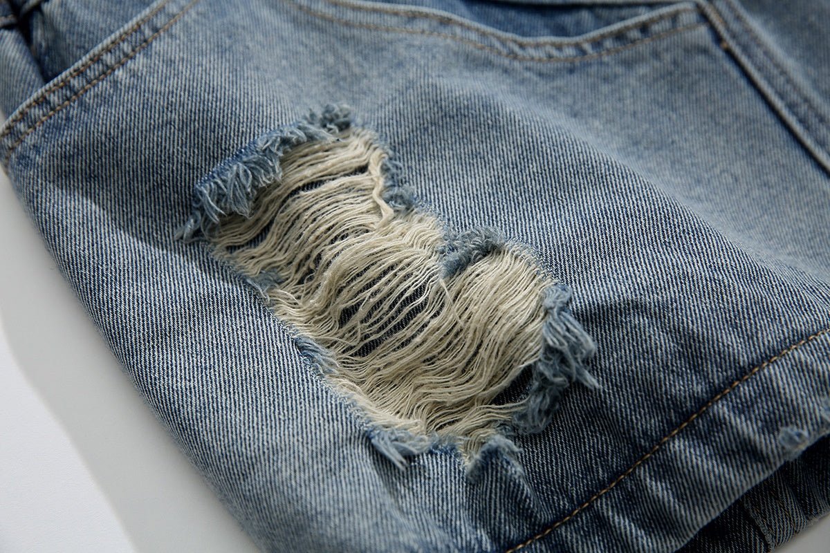Men’s Denim Shorts - Multi-Pocket Ripped