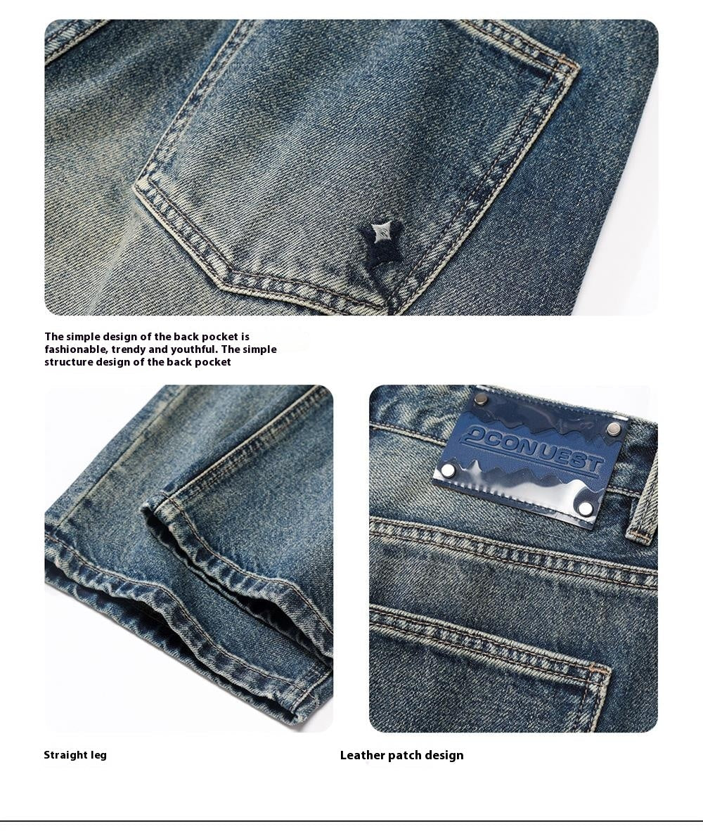 Vintage Denim Style Wide Leg Jeans