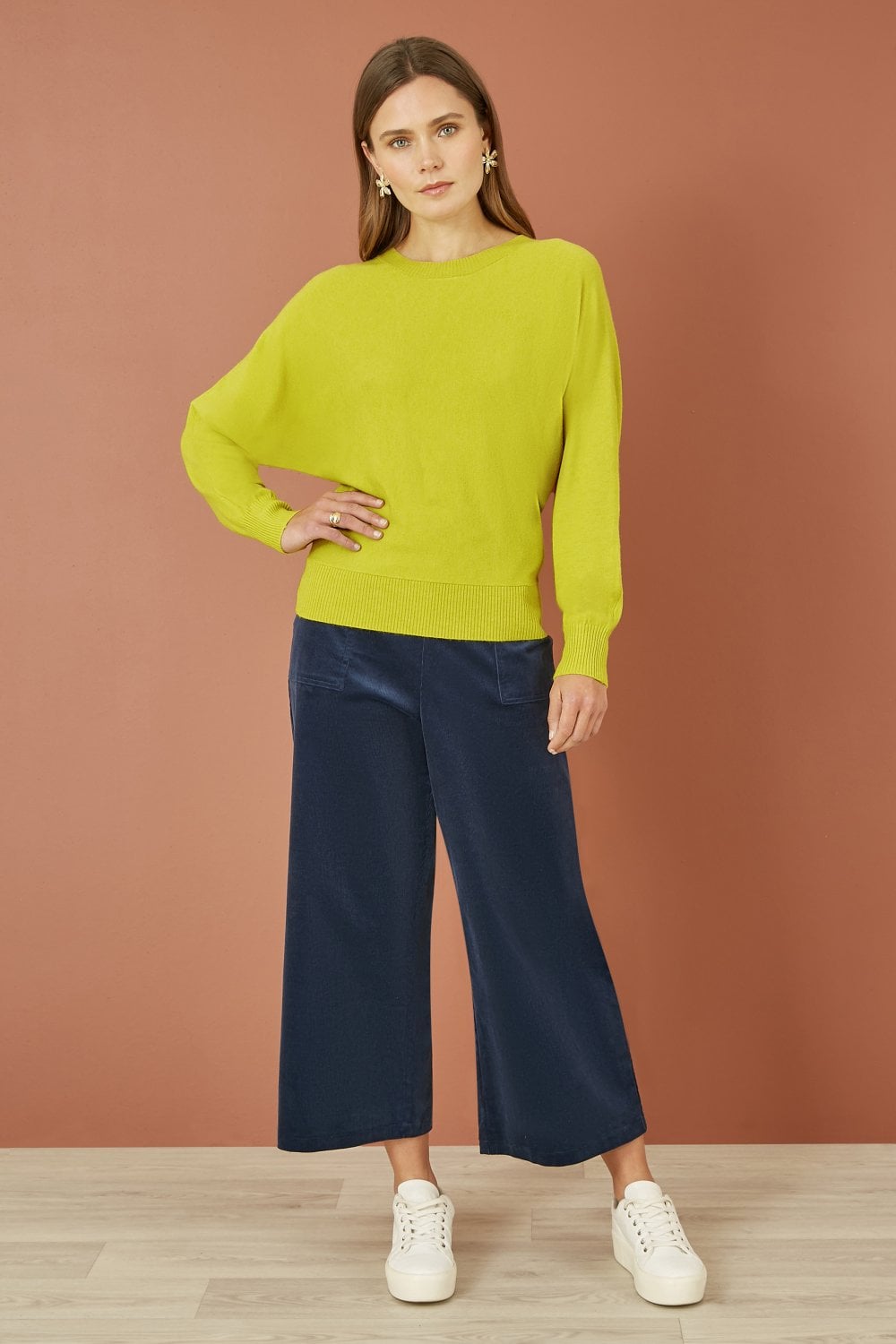 Yumi Lime Knitted Batwing Jumper
